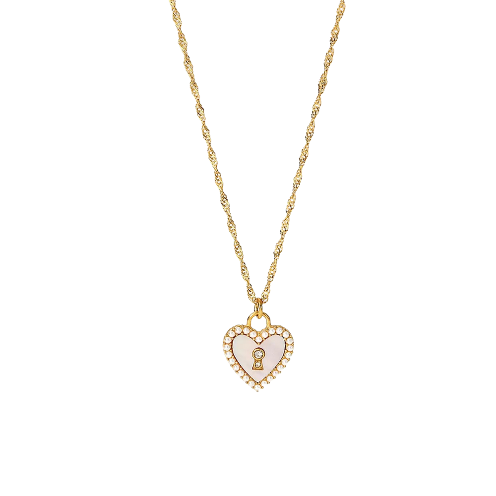Emily Heart Necklace, Gold Stainless Steel - Vanytel