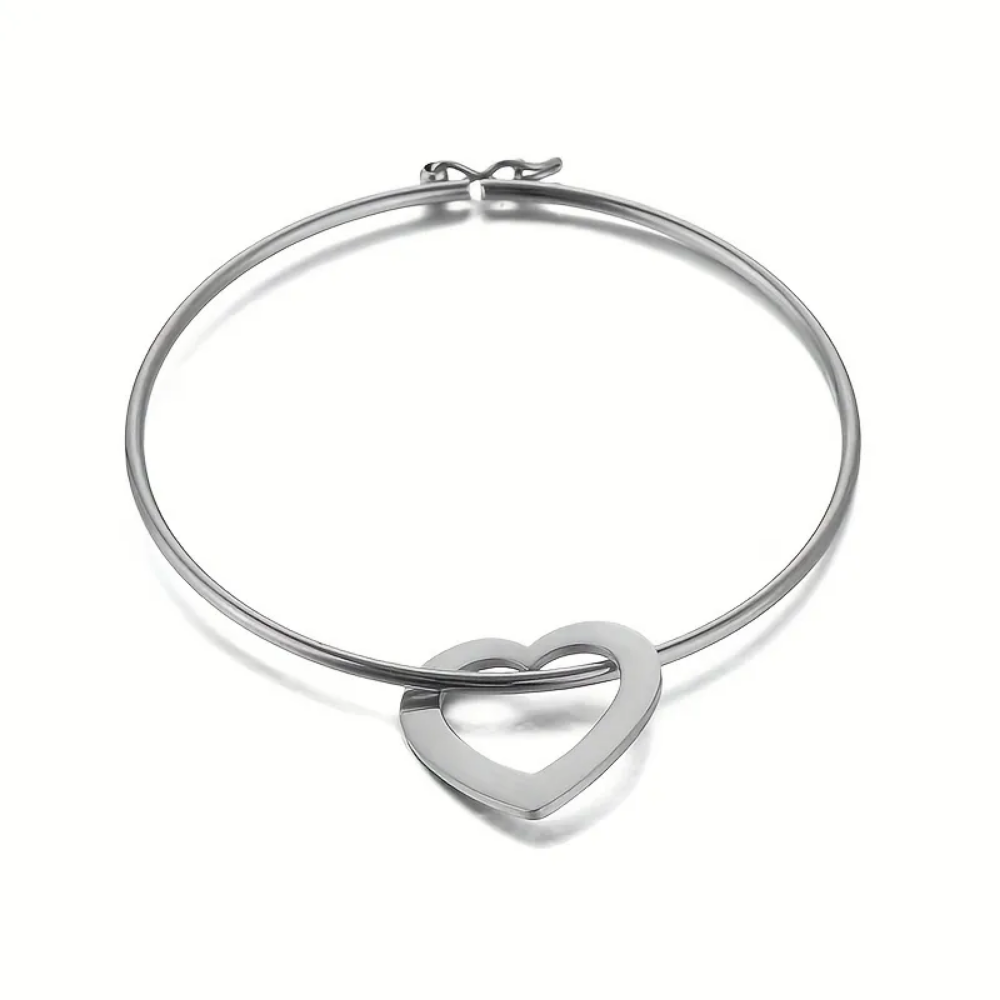 Mis Amores Gold Hoop Bracelet with Heart Charms, Stainless Steel, Women, Mom - Vanytel