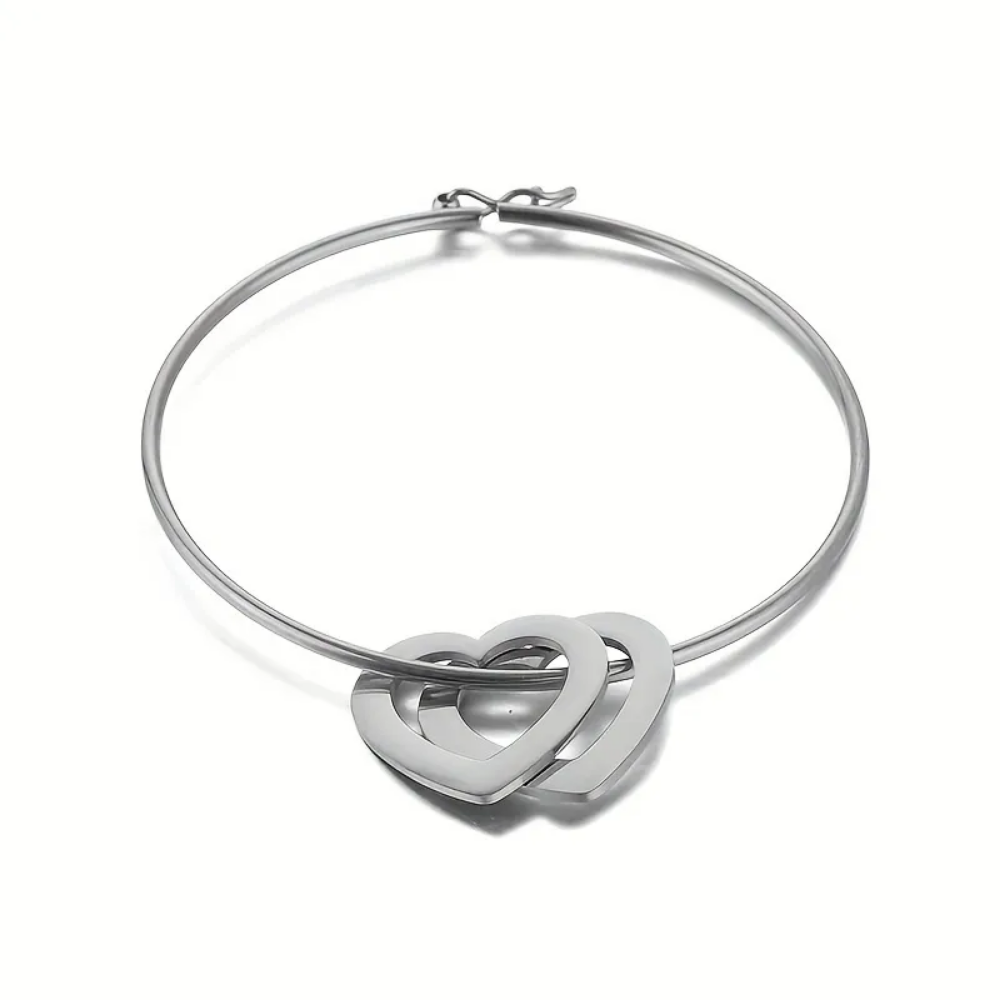 Mis Amores Gold Hoop Bracelet with Heart Charms, Stainless Steel, Women, Mom - Vanytel