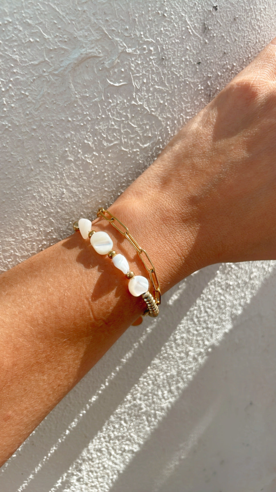 Pulsera Marina Doble con Perlas Doradas en Acero Inoxidable – Mujer | Vanytel