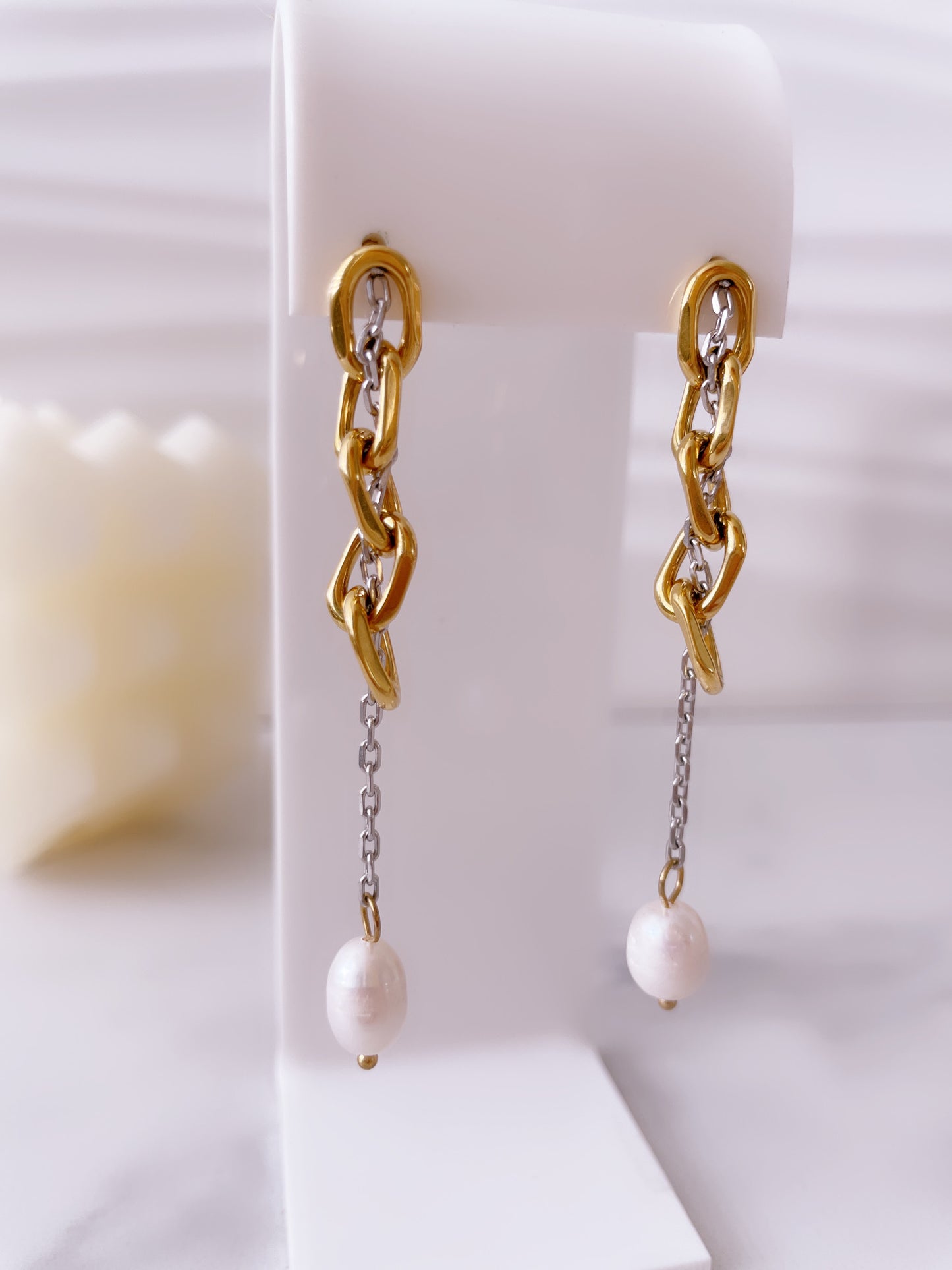 Paulina Earrings | Stainless Steel | Freshwater Pearls - Vanytel