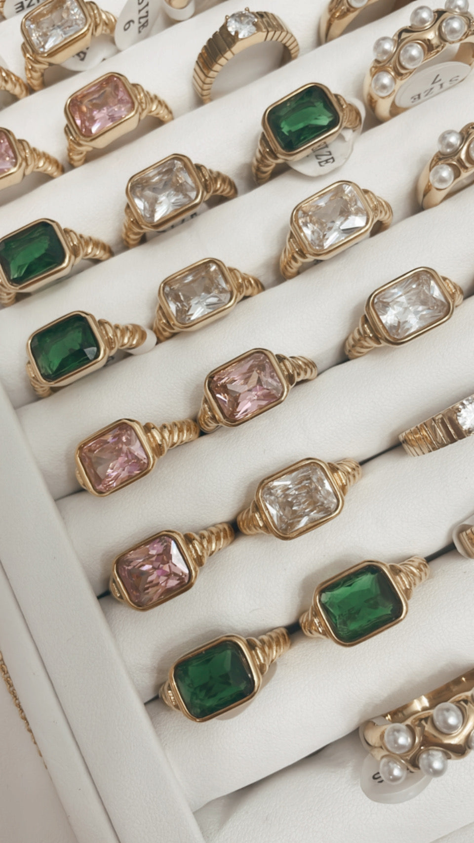 Tanisha Ring, Twisted Hoop with Zirconia, Golden Stainless Steel Women's Ring - Vanytel