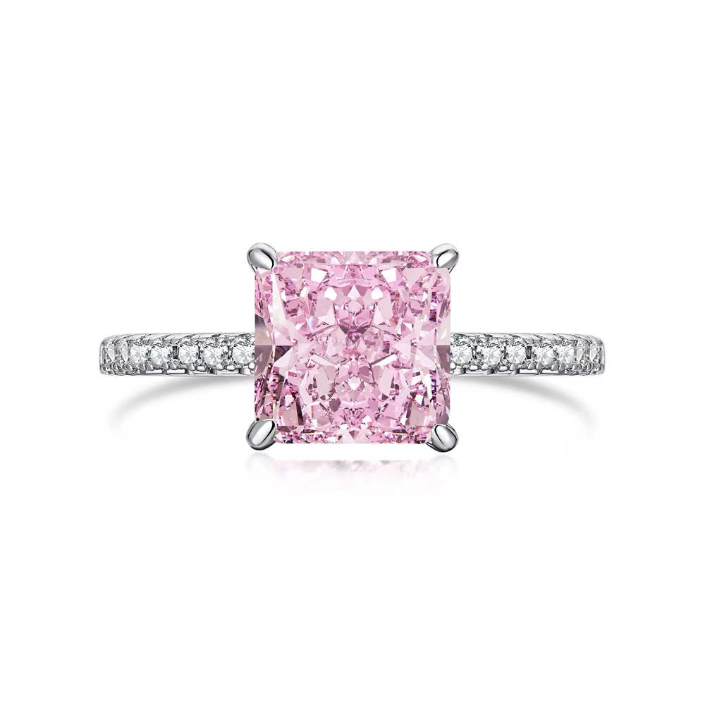 Anillo Pink Parfait en plata esterlina 925 con piedra rosa brillante, joyería femenina elegante de Vanytel.