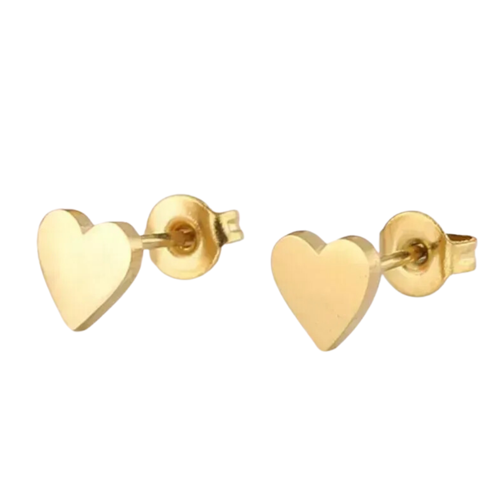 Aretes en forma de corazón dorado, acero inoxidable Vanytel