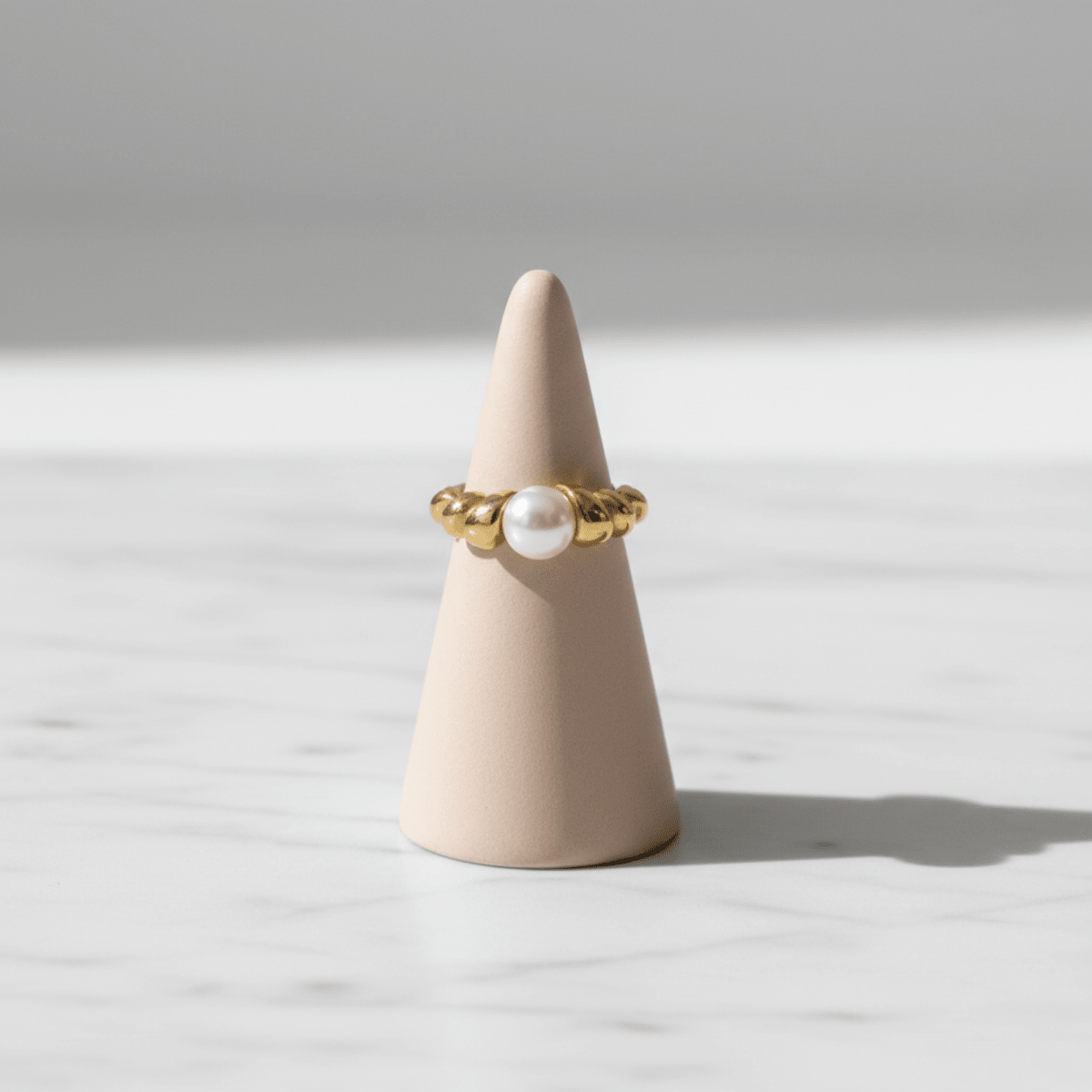 Croissant Pearl Ring – 18K Gold Plated Stainless Steel Ring for Women - VANYTEL - Vanytel
