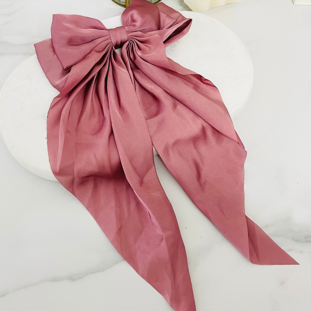 Lazo largo de satín color rosa, estilo coquette Vanytel