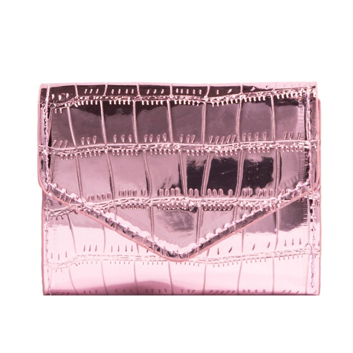 Wallet metálica rosada para mujer, accesorio elegante Vanytel.