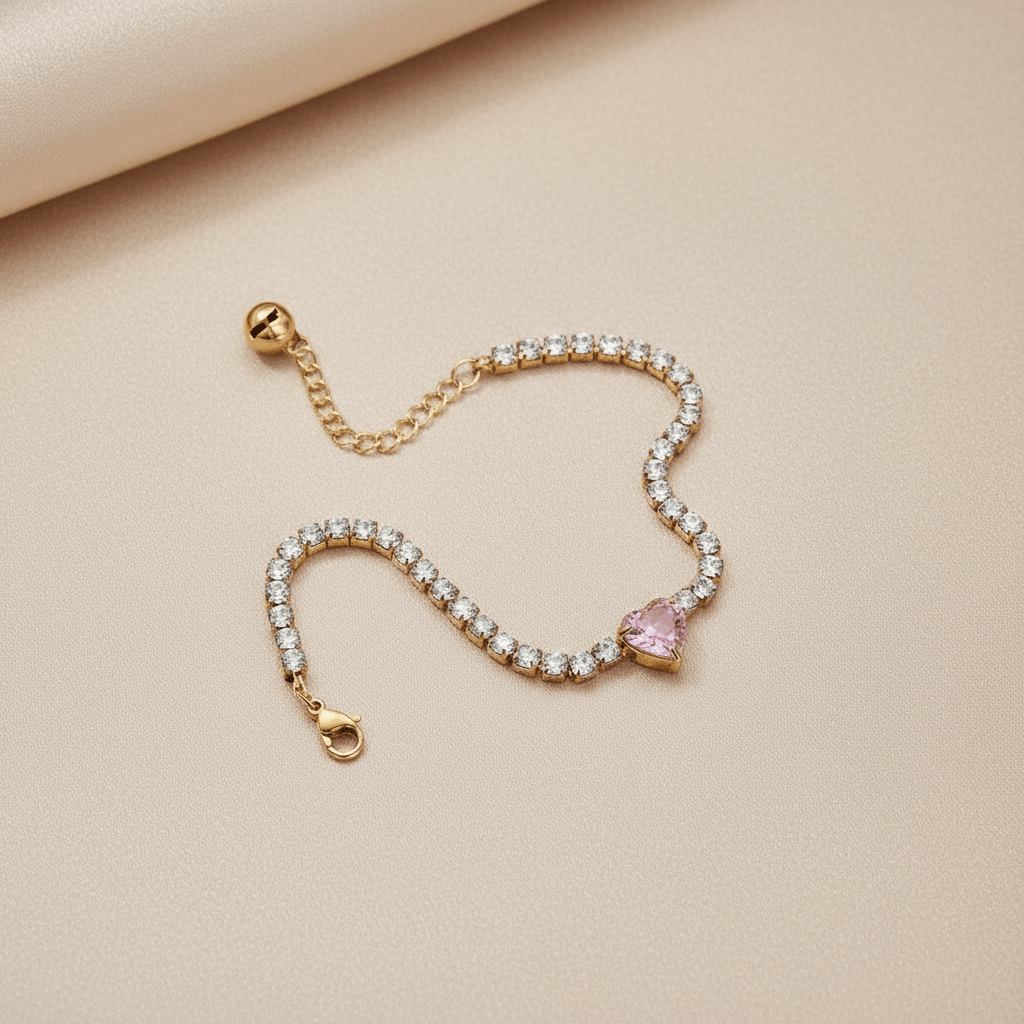 Pulsera Sweet Heart con Dije de Corazón Rosa para Mujer en Acero Inoxidable | Vanytel - VANYTEL - VANYTEL