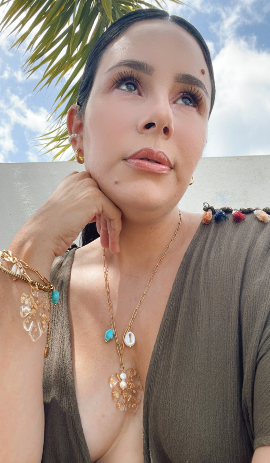 Set Palmera Collar y Pulsera Dorados en Acero Inoxidable – Mujer | Vanytel
