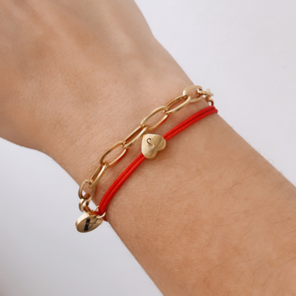 Hilo Rojo de la Suerte, Lucky Red Thread with Name Initial, Unisex - Vanytel 