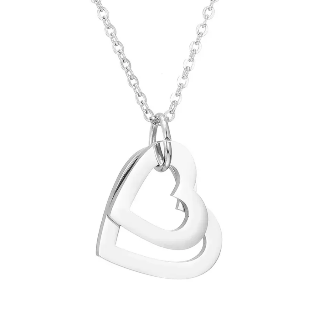 Mis Amores Necklace with Heart Charms, Stainless Steel, Women, Mom - Vanytel 