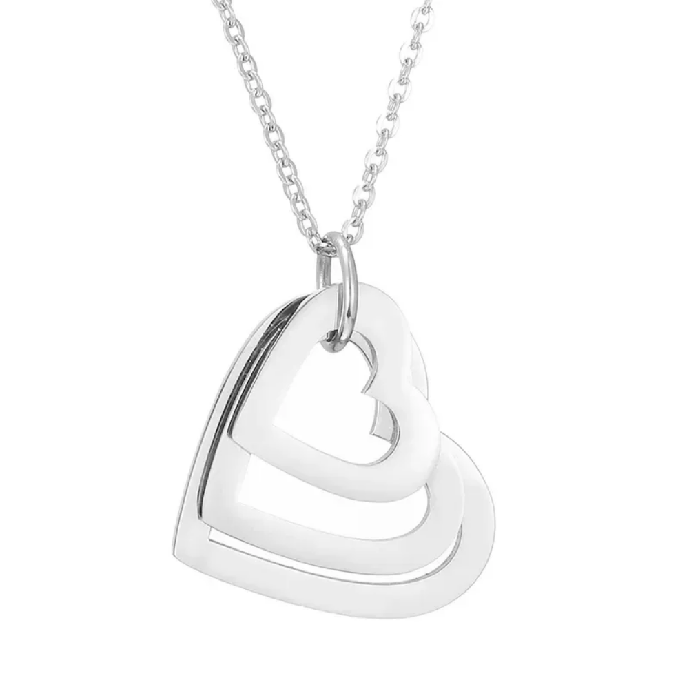 Mis Amores Necklace with Heart Charms, Stainless Steel, Women, Mom - Vanytel 