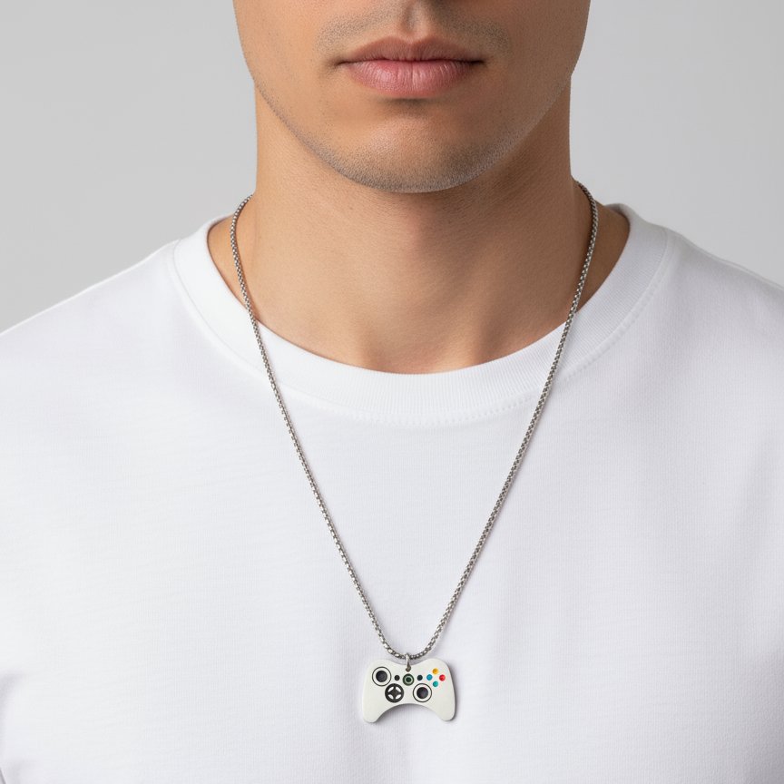 Collar Control Xbox Plateado en Acero Inoxidable para Hombre | Vanytel