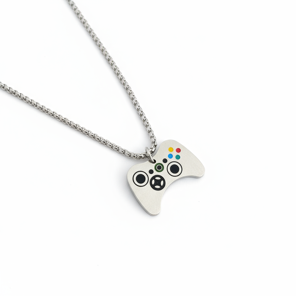 Collar Control Xbox Plateado en Acero Inoxidable para Hombre | Vanytel