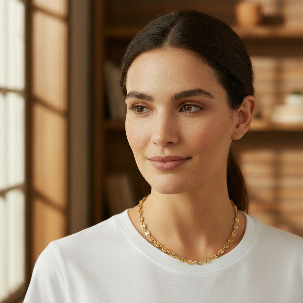 Collar GG Tag Dorado para Mujer en Acero inoxidable | Vanytel