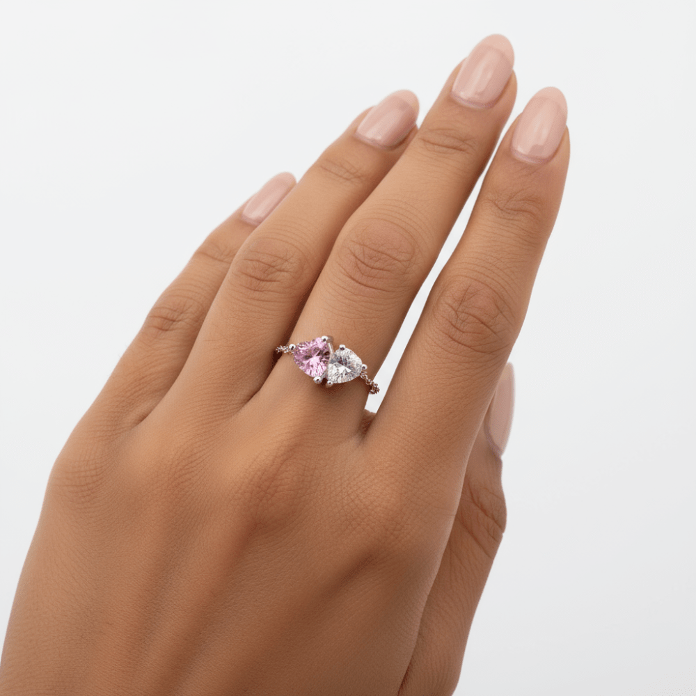 Anillo Corazón Rosa Mini Ajustable en Plata Esterlina 925 para Mujer | Vanytel - VANYTEL - Vanytel