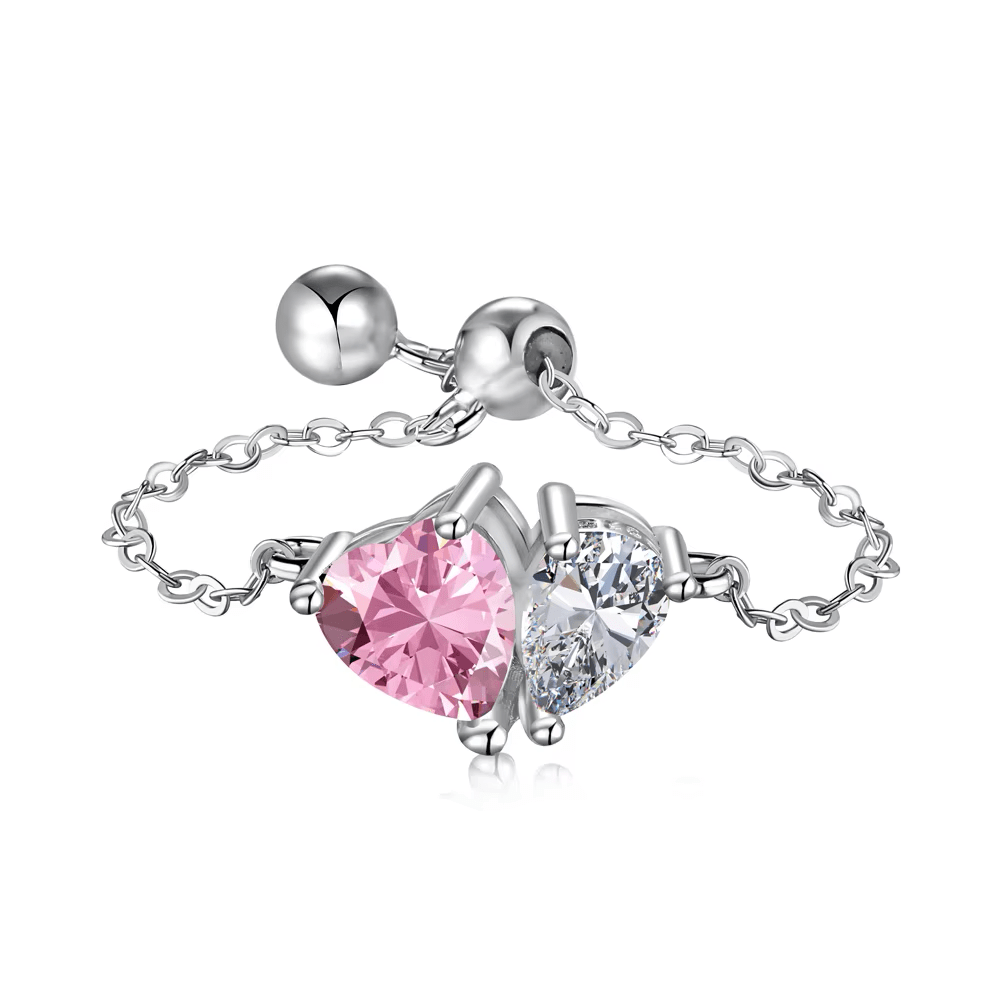 Anillo Corazón Rosa Mini Ajustable en Plata Esterlina 925 para Mujer | Vanytel - VANYTEL - Vanytel