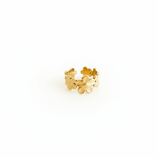 Anillo Flores Ajustable Dorado en Acero Inoxidable para Mujer | Vanytel - VANYTEL - Vanytel