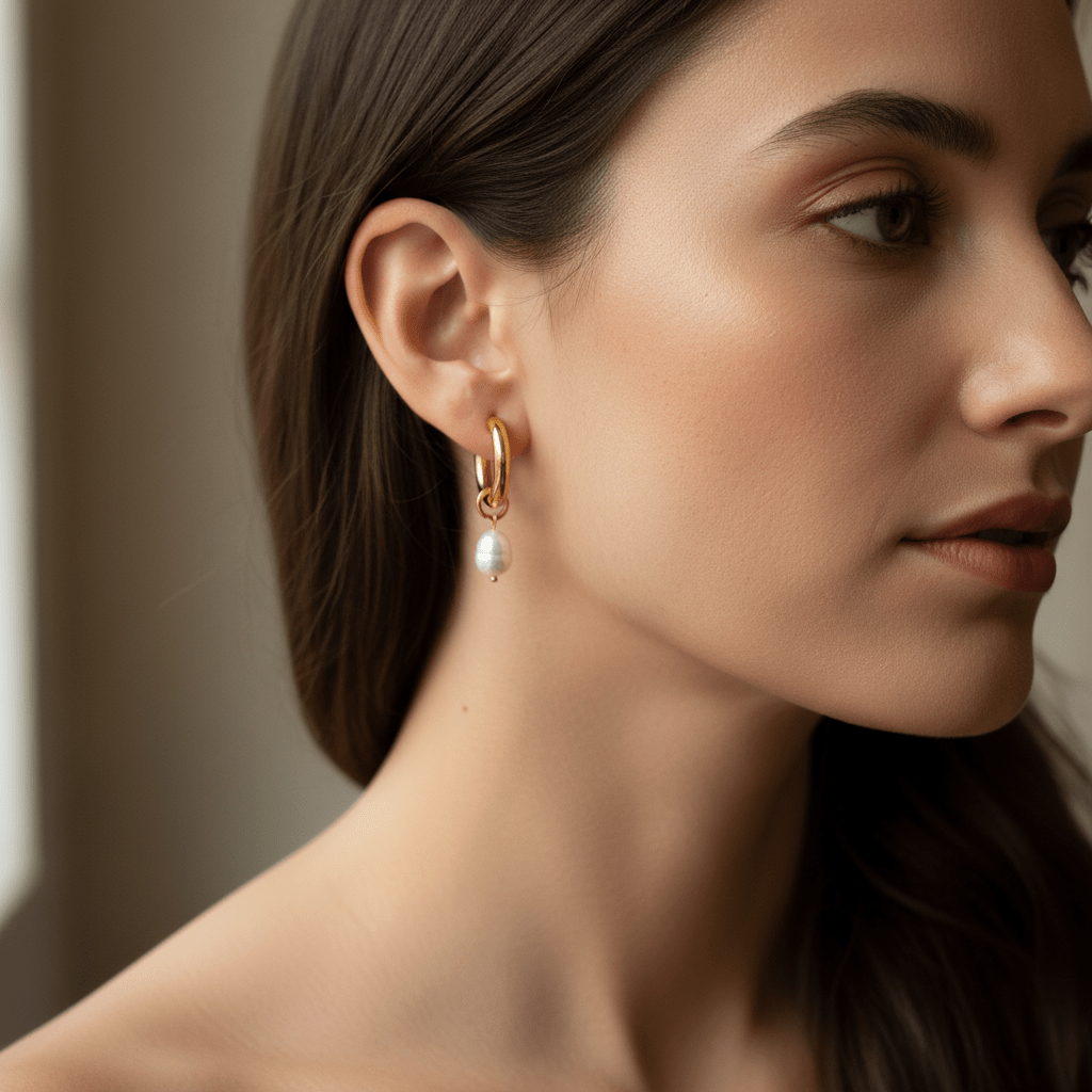 Aretes Antonella Pearl Hoops en Dorados con Perla para Mujer en Acero Inoxidable | Vanytel - VANYTEL - Vanytel