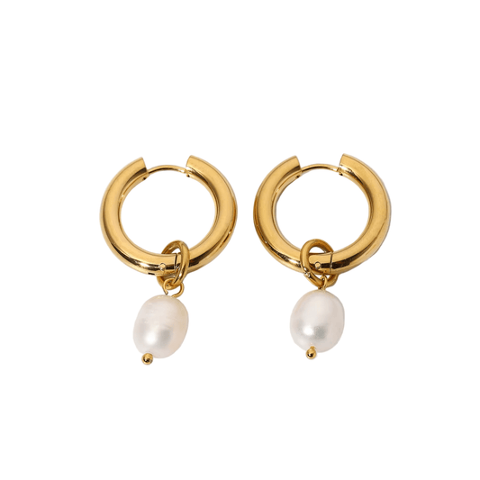 Aretes Antonella Pearl Hoops en Dorados con Perla para Mujer en Acero Inoxidable | Vanytel - VANYTEL - Vanytel