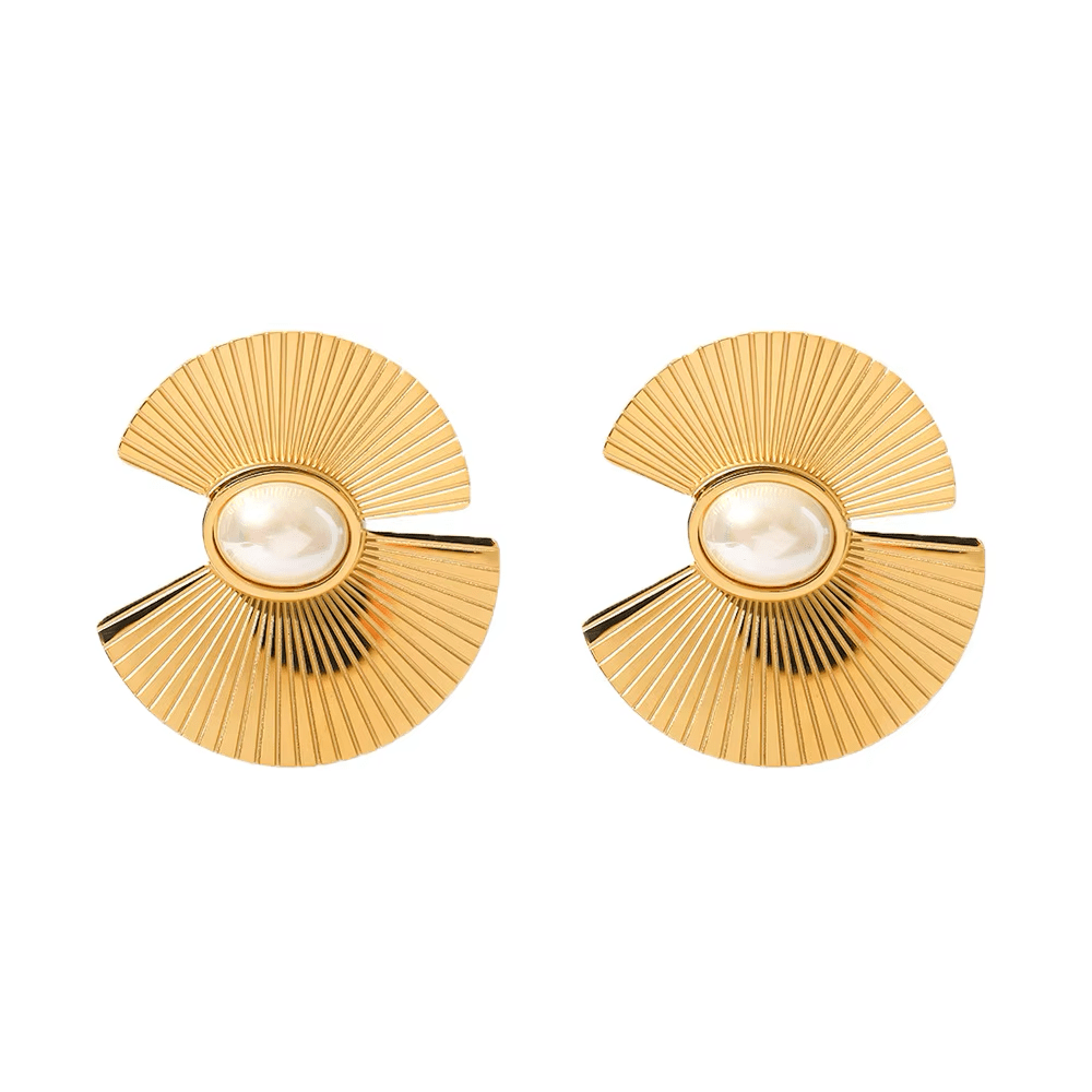 Aretes Cattleya Dorados con Perla para Mujer en Acero Inoxidable | Vanytel - VANYTEL - Vanytel