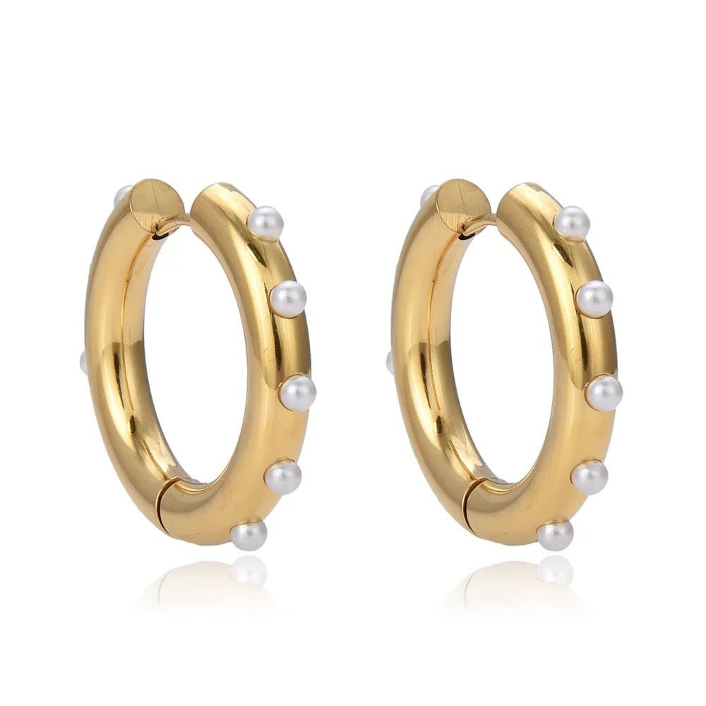 Aretes Kamila Dorado con Perlas para Mujer en Acero Inoxidable | Vanytel - VANYTEL - Vanytel