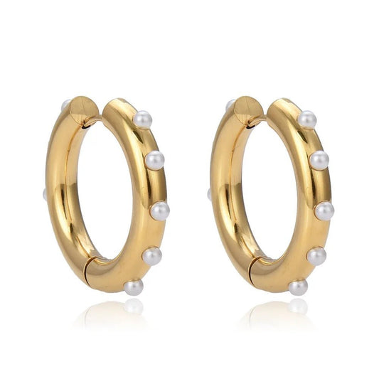 Aretes Kamila Dorado con Perlas para Mujer en Acero Inoxidable | Vanytel - VANYTEL - Vanytel