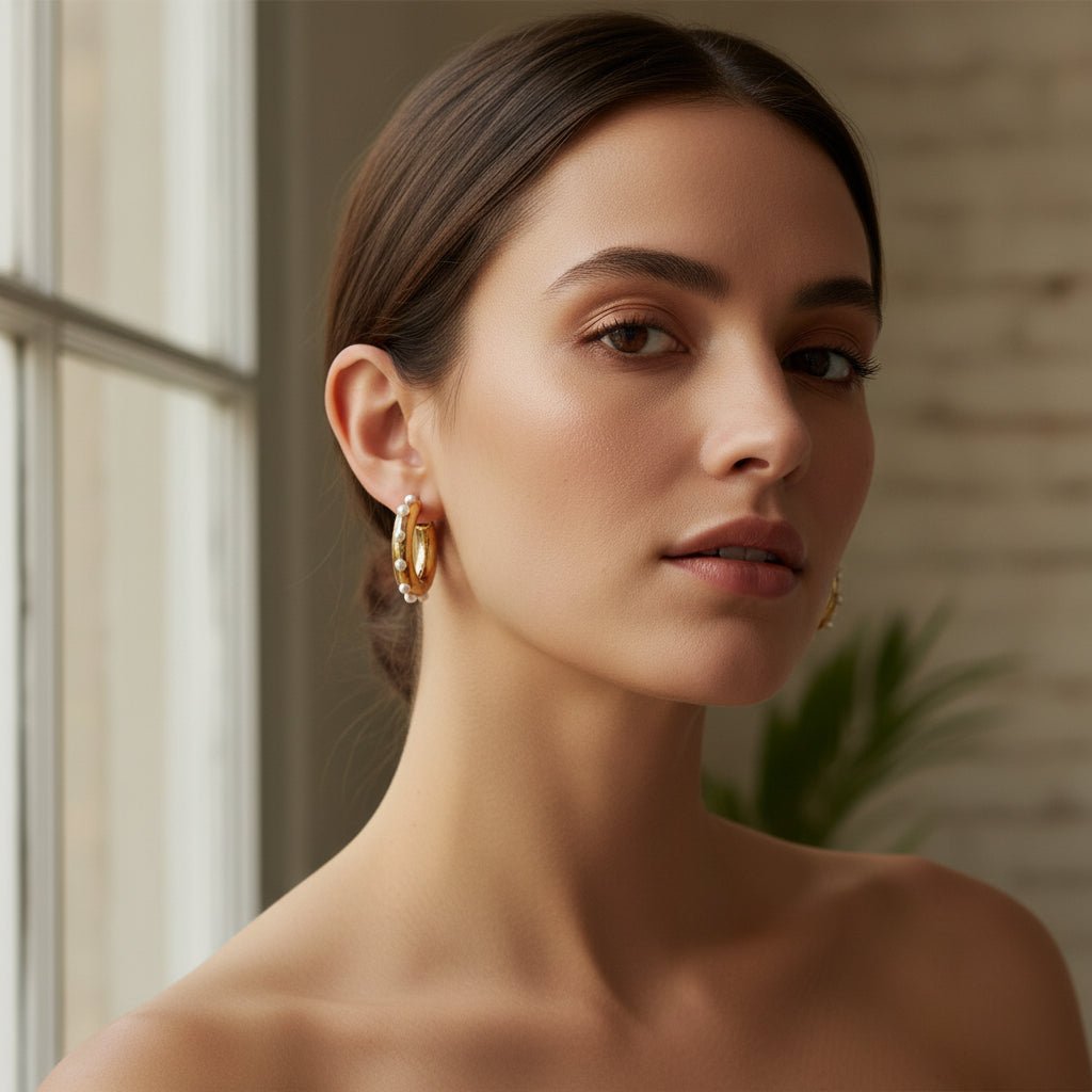 Aretes Kamila Dorado con Perlas para Mujer en Acero Inoxidable | Vanytel - VANYTEL - Vanytel