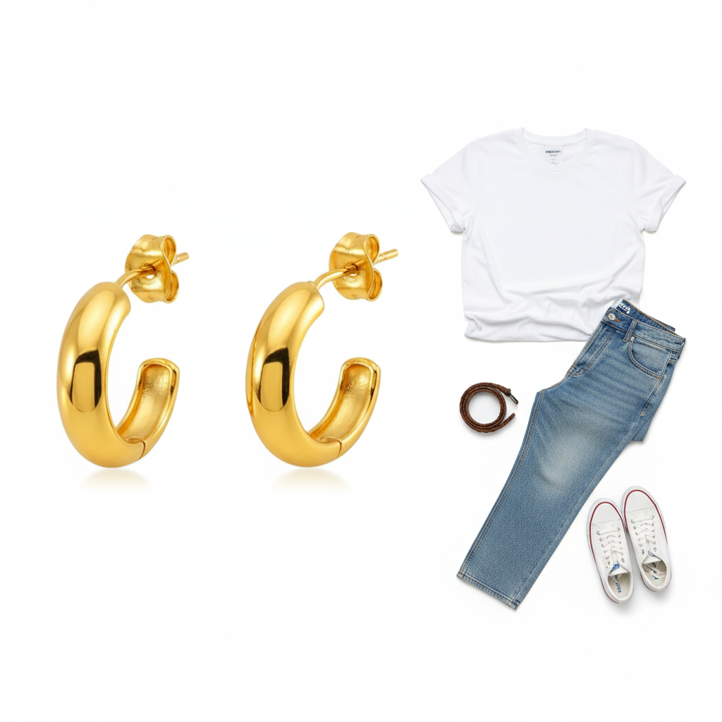 Aros Grace Dorados de Mujer en Acero Inoxidable | Vanytel