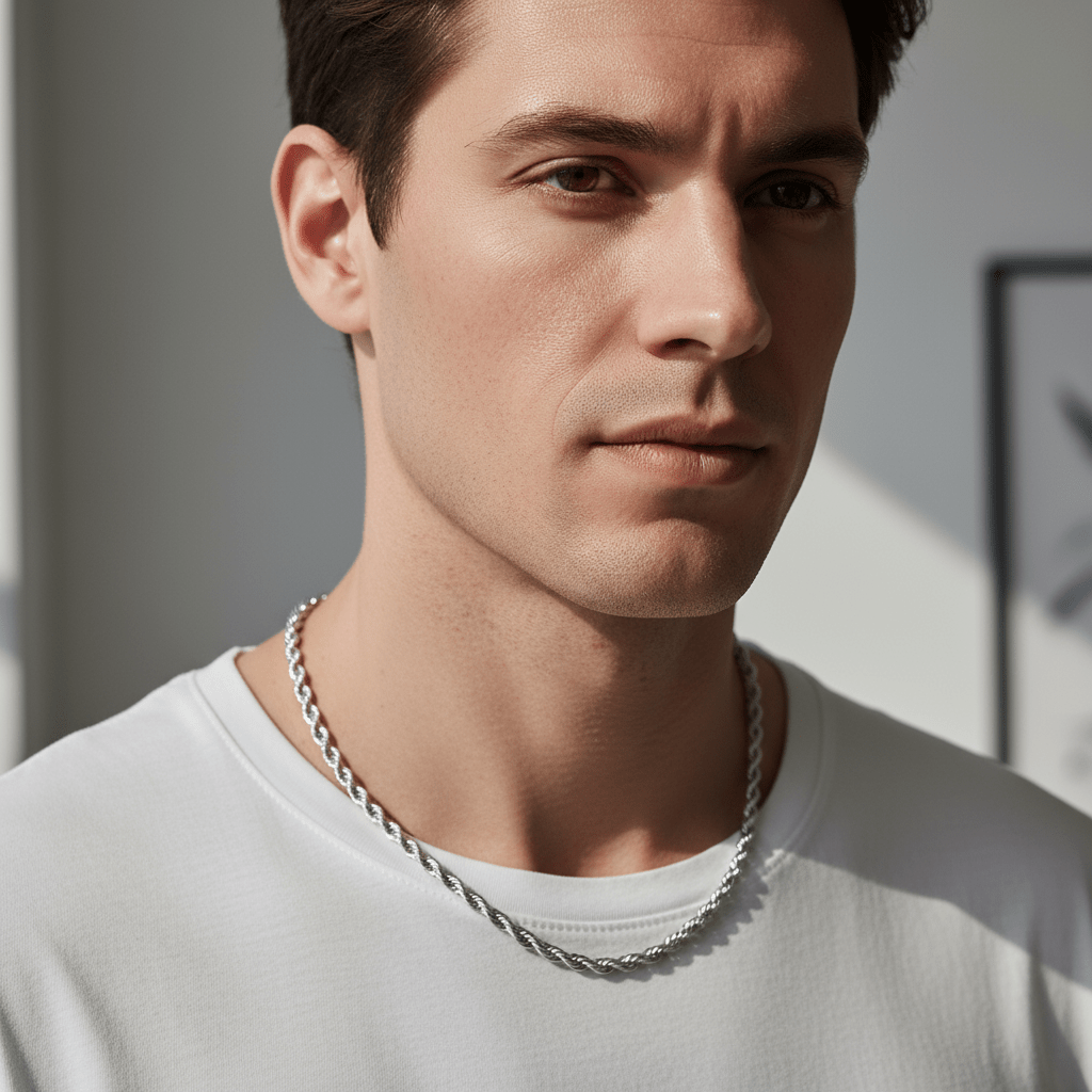 Cadena de Rope Plata de Hombre en Acero Inoxidable | Vanytel - VANYTEL - Vanytel