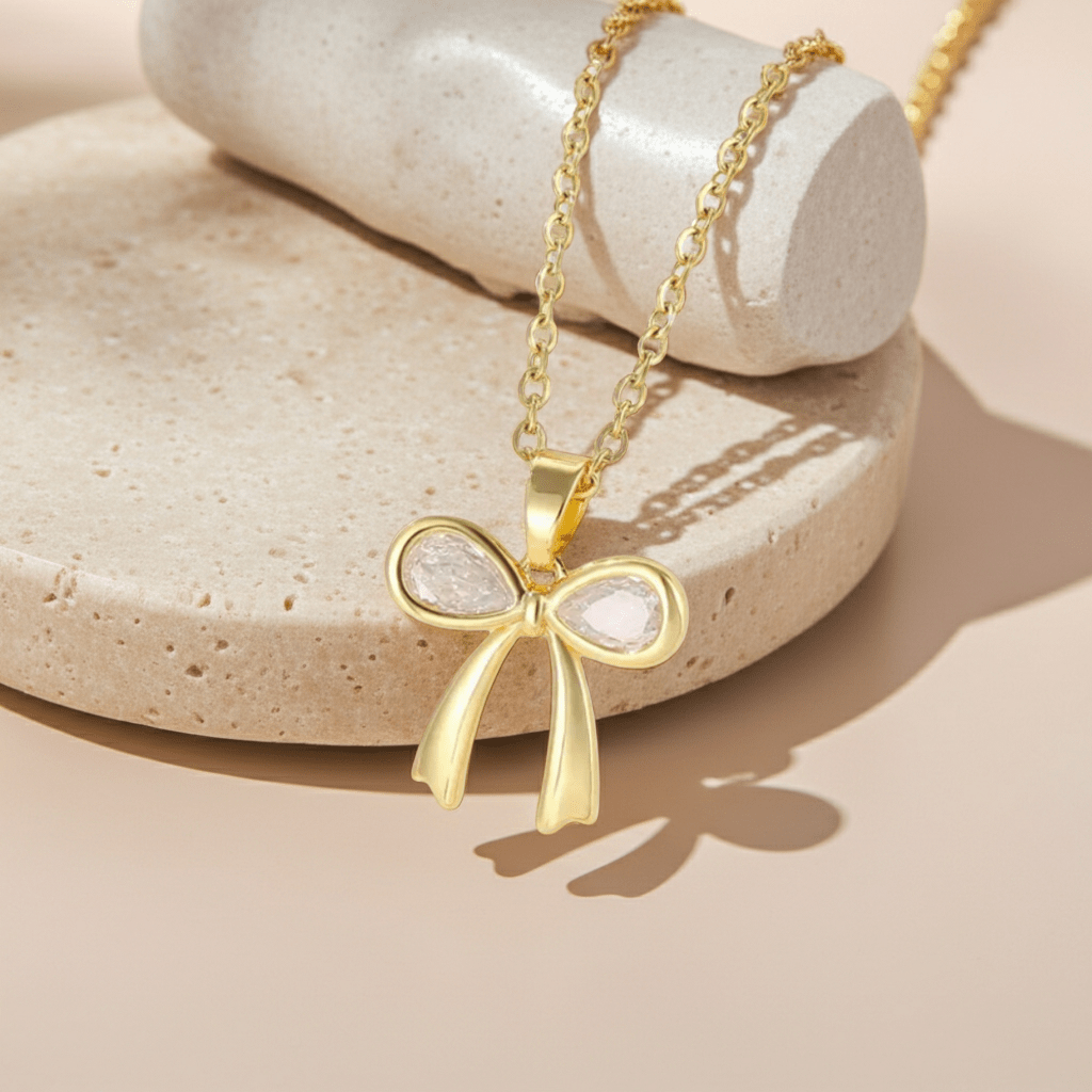 Collar Alicia con Lazo y Zirconias para Mujer en Acero Inoxidable | Vanytel - VANYTEL - Vanytel