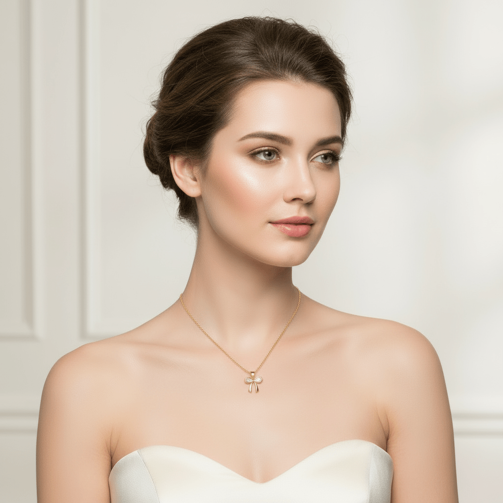 Collar Alicia con Lazo y Zirconias para Mujer en Acero Inoxidable | Vanytel - VANYTEL - Vanytel