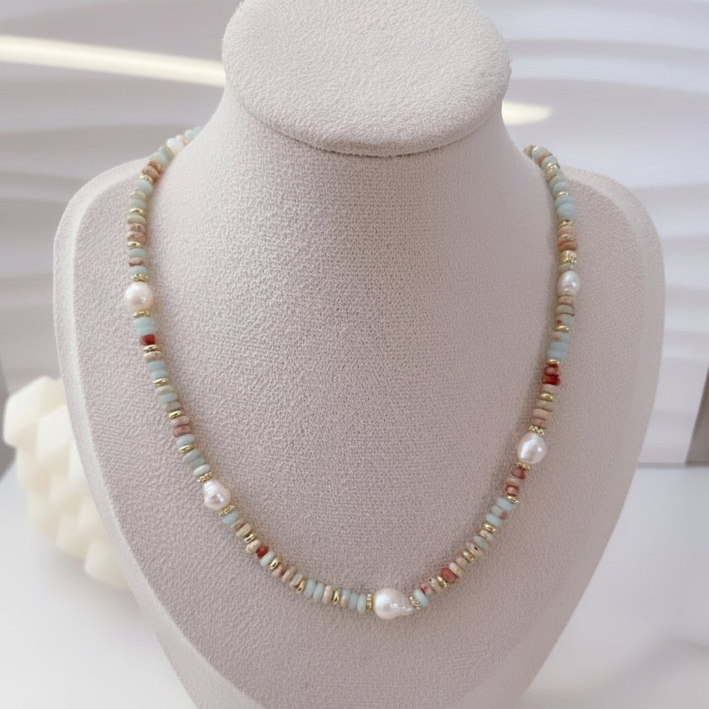 Collar Ana María con Perlas Naturales y Acero Inoxidable Dorado para Mujer | Vanytel - VANYTEL - Vanytel