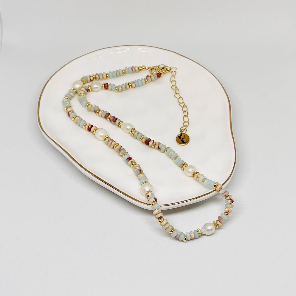 Collar Ana María con Perlas Naturales y Acero Inoxidable Dorado para Mujer | Vanytel - VANYTEL - Vanytel