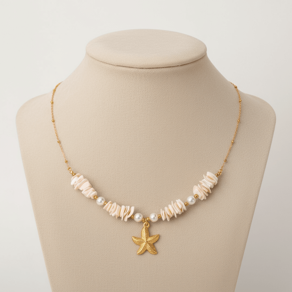 Collar Bora- Dorado y Rosado con Estrella de Mar para Mujer en Acero Inoxidable | Vanytel - VANYTEL - VANYTEL