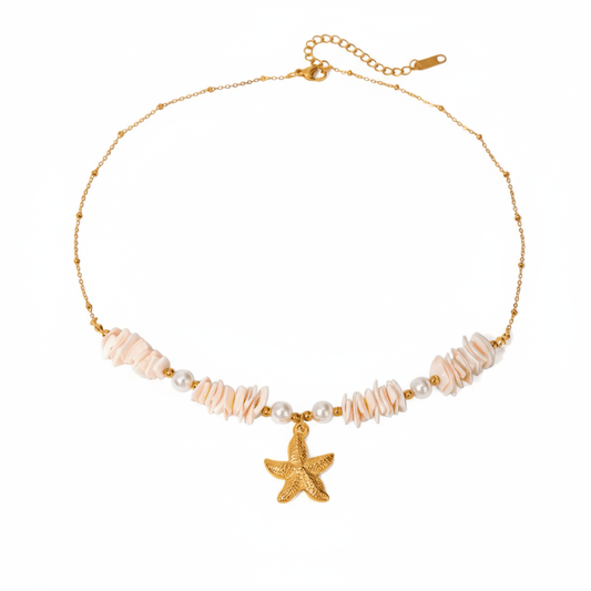Collar Bora- Dorado y Rosado con Estrella de Mar para Mujer en Acero Inoxidable | Vanytel - VANYTEL - VANYTEL