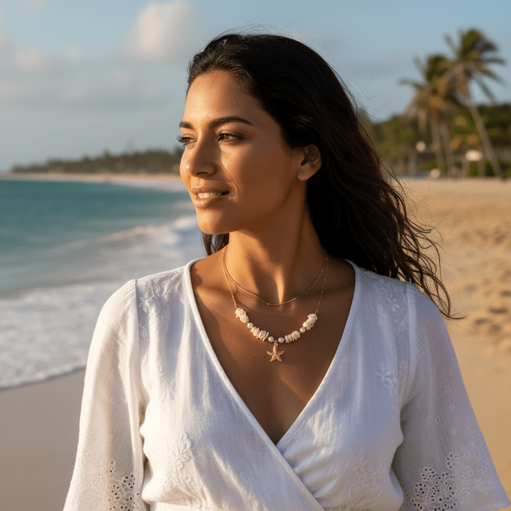 Collar Bora- Dorado y Rosado con Estrella de Mar para Mujer en Acero Inoxidable | Vanytel - VANYTEL - VANYTEL