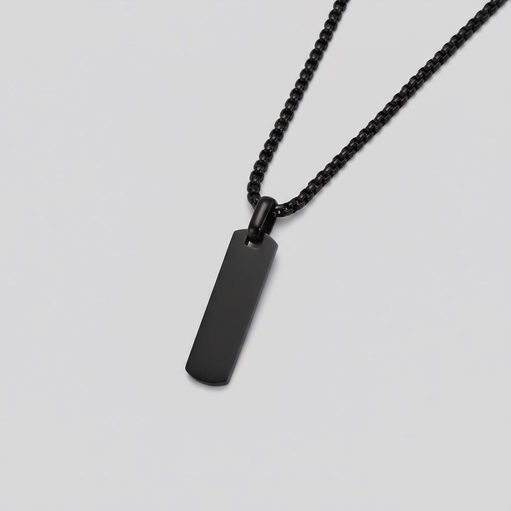 Collar con Colgante de Barra Dorado Plateado y Negro para Hombre en Acero Inoxidable | Vanytel - VANYTEL - Vanytel