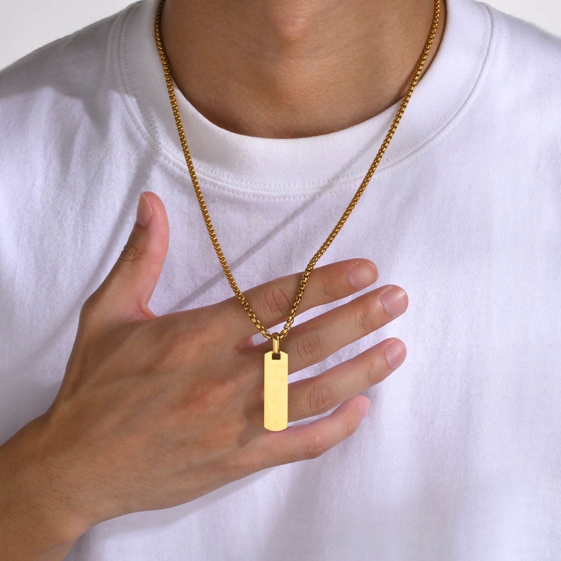 Collar con Colgante de Barra Dorado Plateado y Negro para Hombre en Acero Inoxidable | Vanytel - VANYTEL - Vanytel