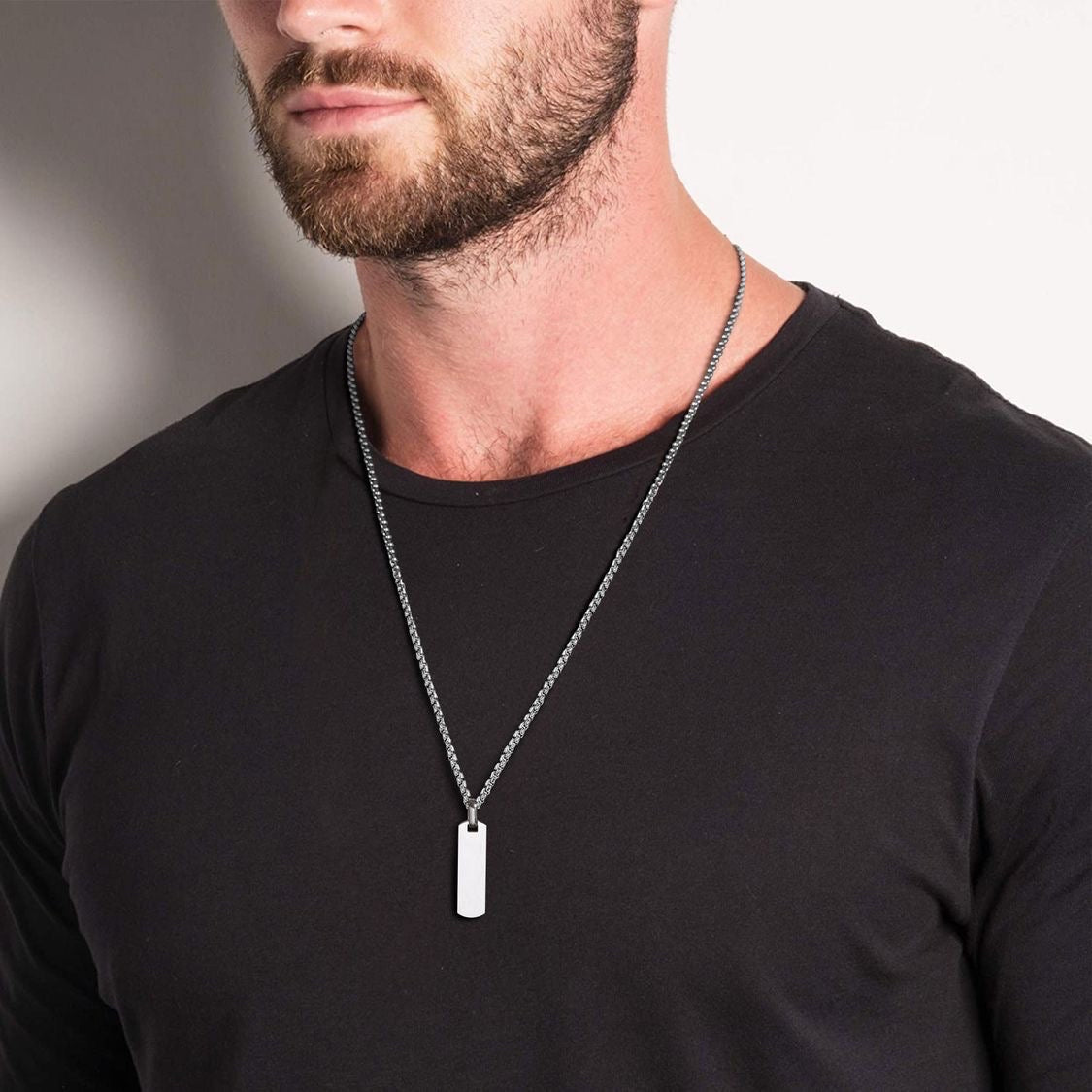 Collar con Colgante de Barra Dorado Plateado y Negro para Hombre en Acero Inoxidable | Vanytel - VANYTEL - Vanytel