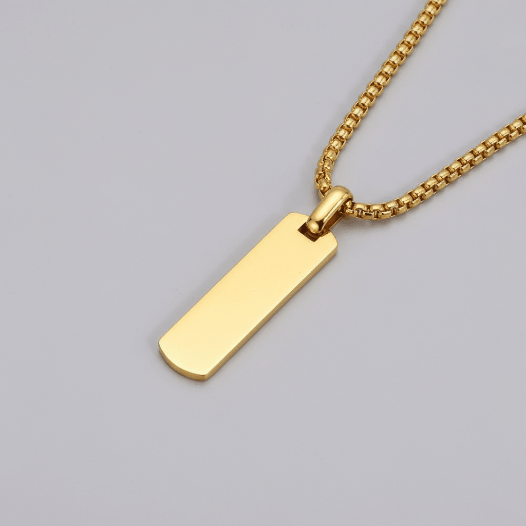 Collar con Colgante de Barra Dorado Plateado y Negro para Hombre en Acero Inoxidable | Vanytel - VANYTEL - Vanytel