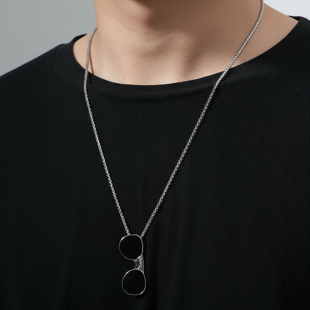 Collar con colgante de gafas para Hombre en Acero Inoxidable | Vanytel - VANYTEL - Vanytel