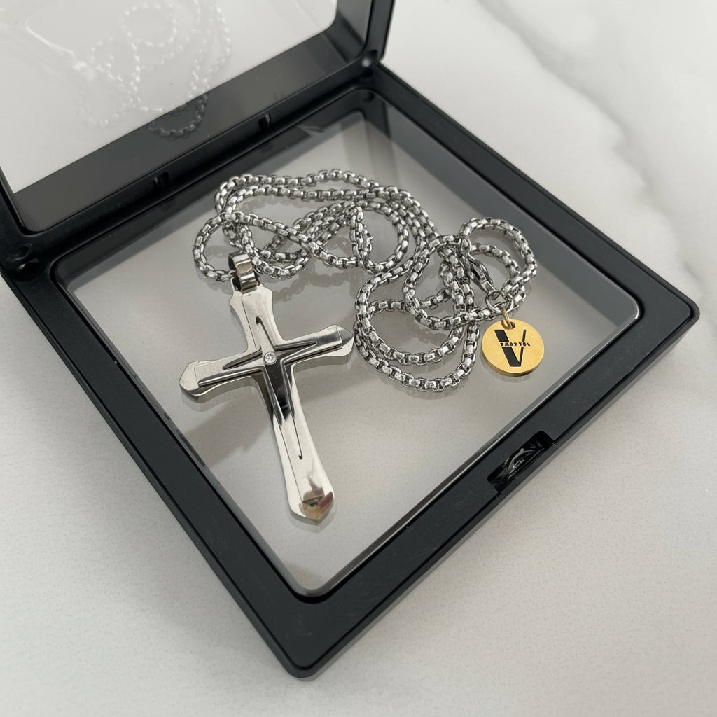 Collar con Dije de Cruz Estilo Moderno para Hombre en Acero Inoxidable | Vanytel - VANYTEL - VANYTEL