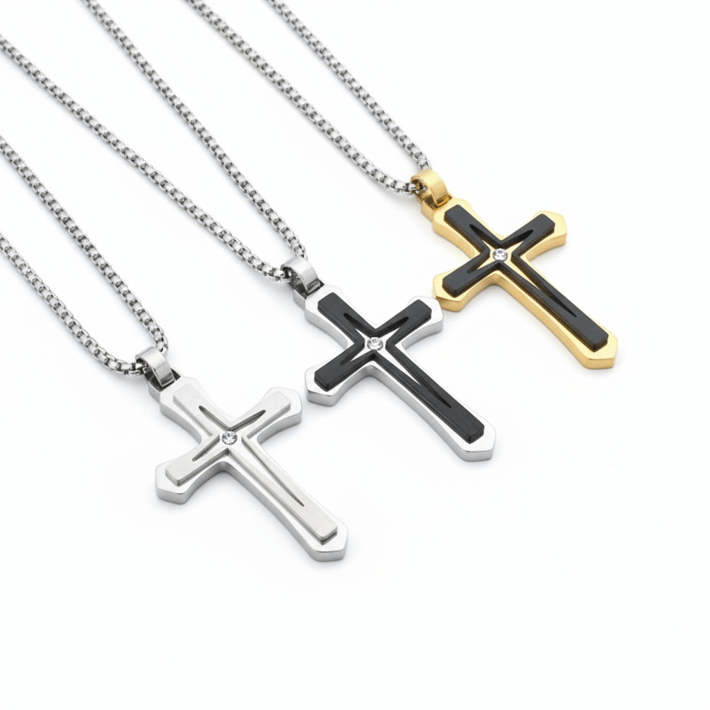 Collar con Dije de Cruz Estilo Moderno para Hombre en Acero Inoxidable | Vanytel - VANYTEL - VANYTEL