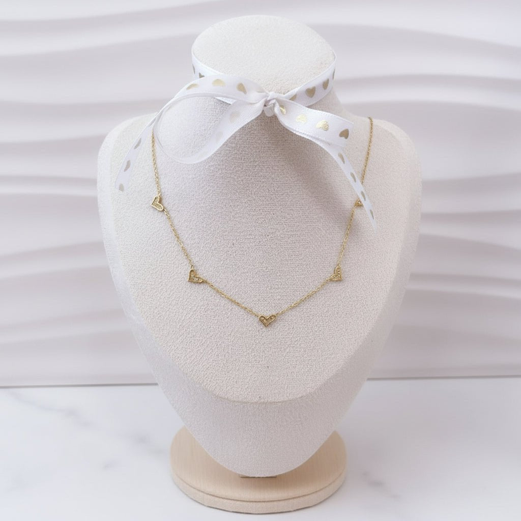 Collar de Corazoncitos Brillantes en Zirconia para Mujer en Acero Inoxidable | Vanytel - VANYTEL - Vanytel