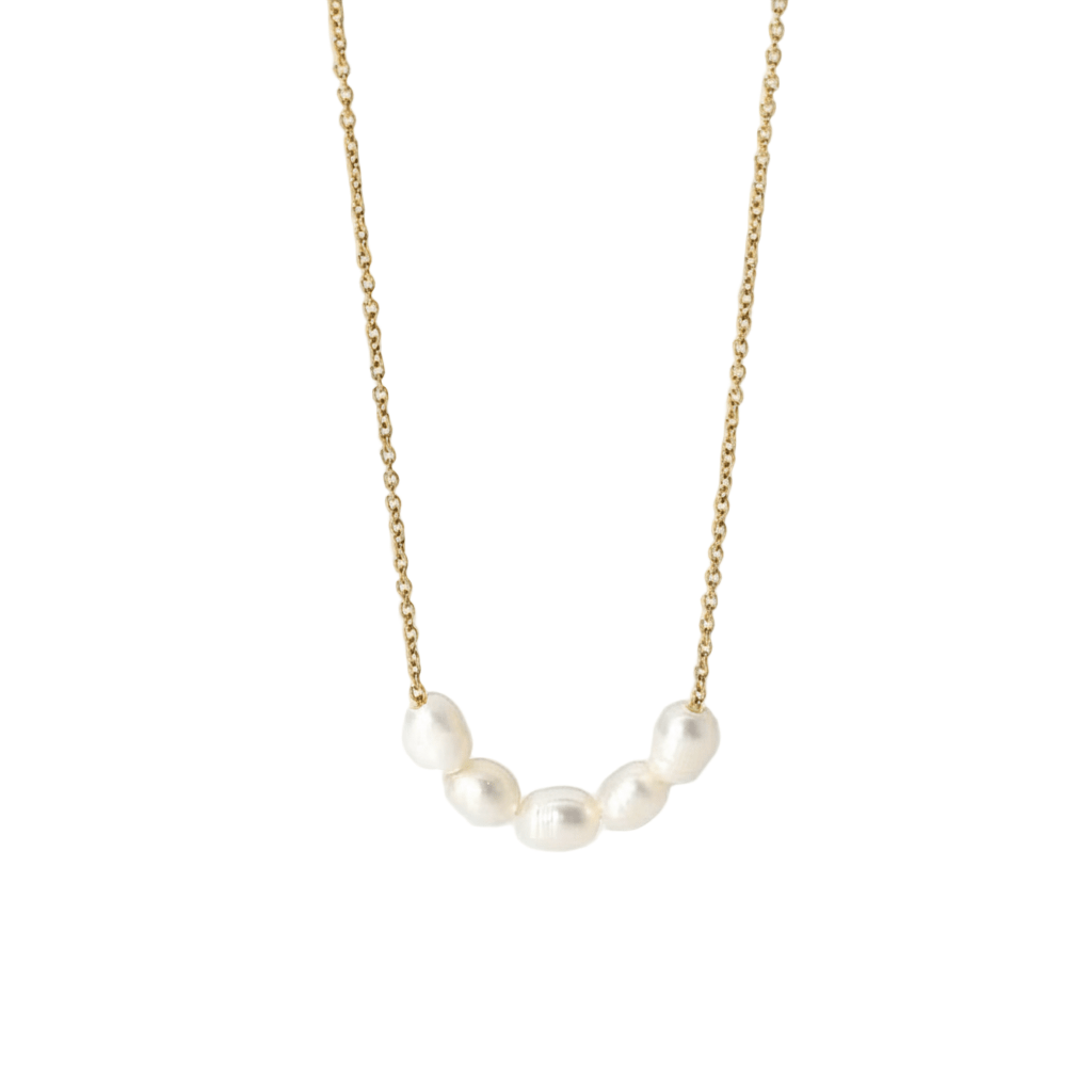 Collar Grecia con Perlas Naturales en Acero Inoxidable Dorado para Mujer | Vanytel - VANYTEL - Vanytel