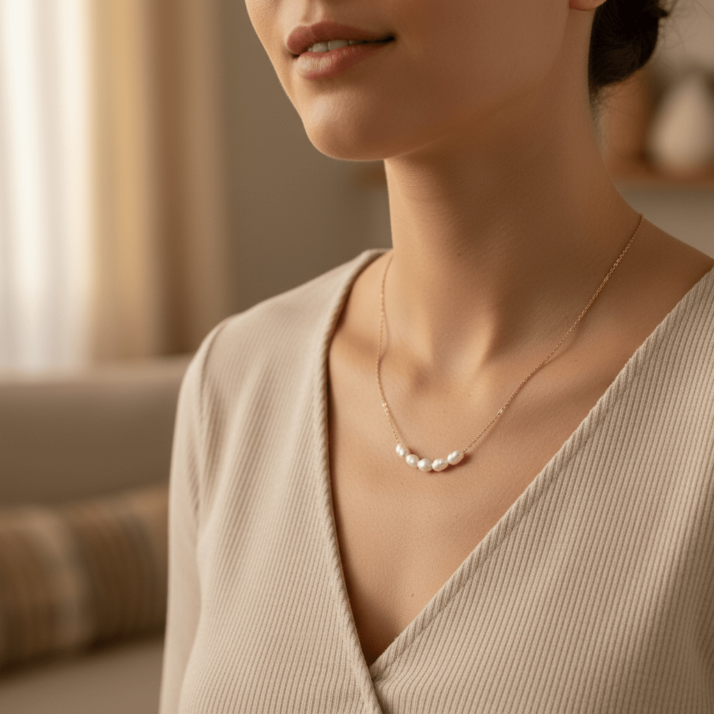 Collar Grecia con Perlas Naturales en Acero Inoxidable Dorado para Mujer | Vanytel - VANYTEL - Vanytel