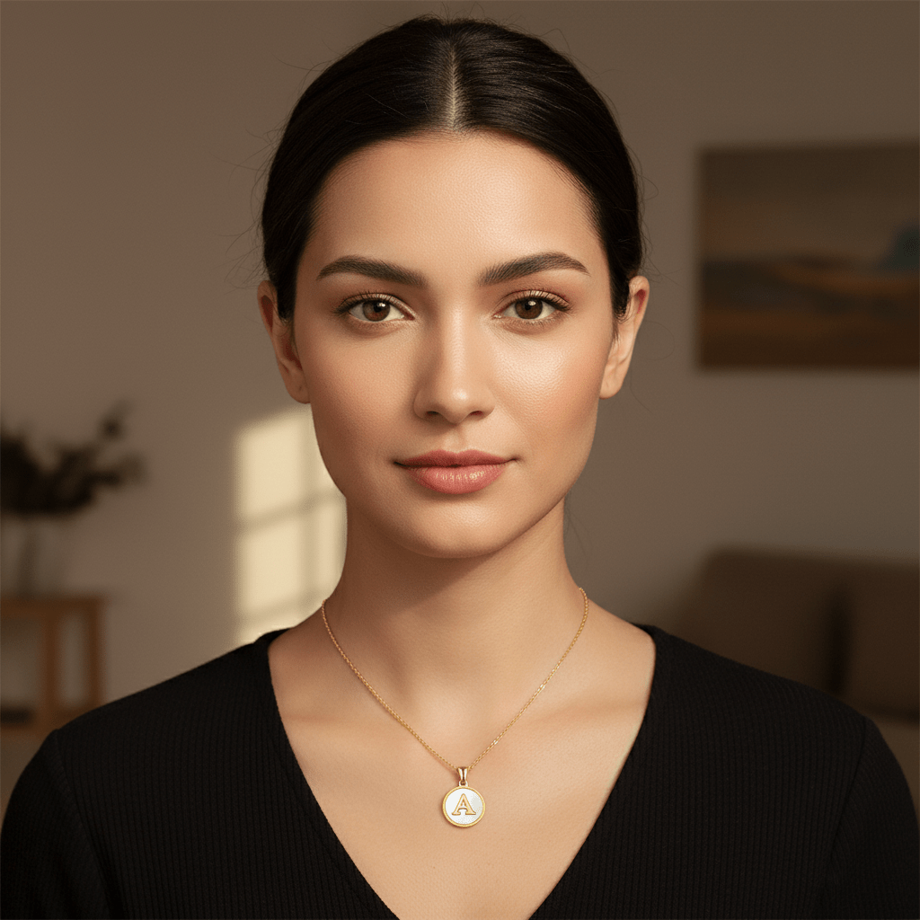 Collar Inicial Personalizado con Nácar en Acero Inoxidable Dorado para Mujer | Vanytel - VANYTEL - Vanytel
