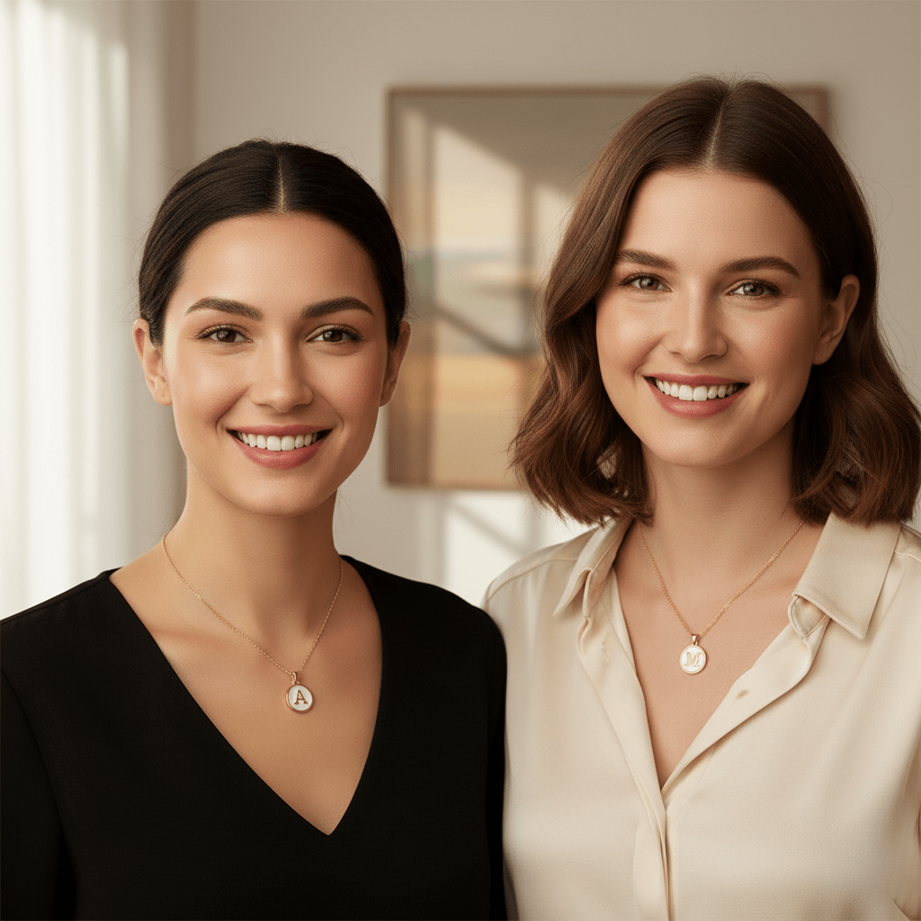 Collar Inicial Personalizado con Nácar en Acero Inoxidable Dorado para Mujer | Vanytel - VANYTEL - Vanytel