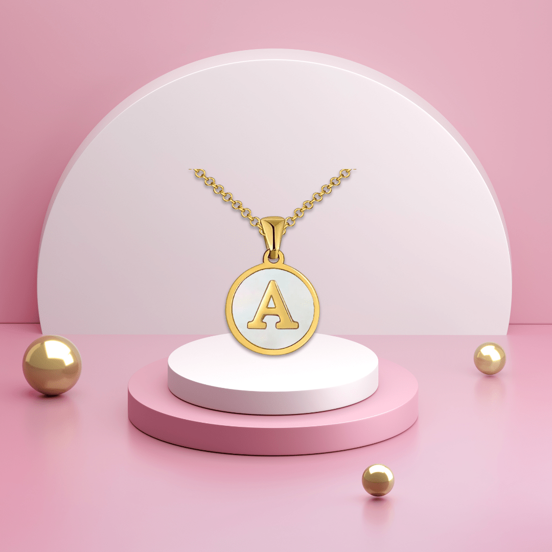 Collar Inicial Personalizado con Nácar en Acero Inoxidable Dorado para Mujer | Vanytel - VANYTEL - Vanytel
